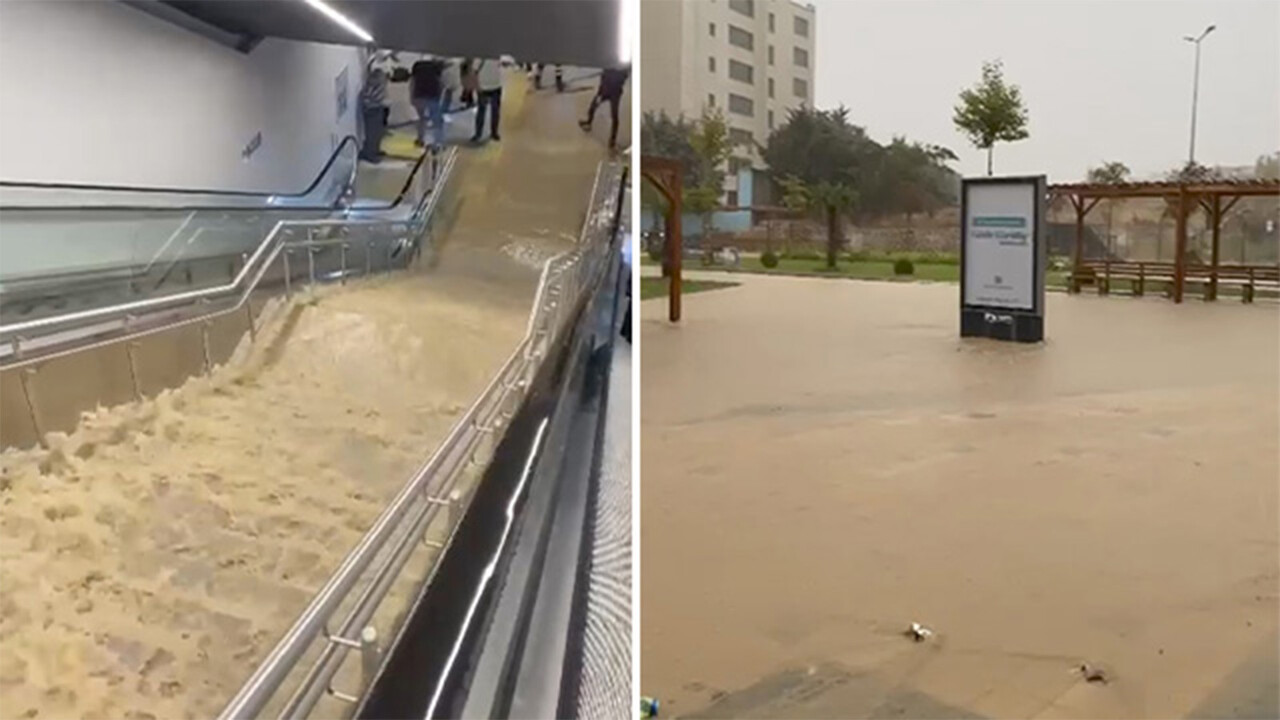 Pendik'te metro durağı sular altında kaldı, yolcular şaşkınlık yaşadı görseli