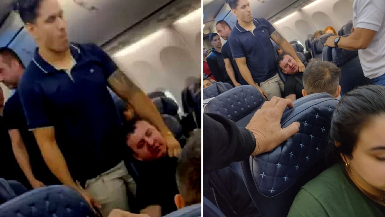 Havada uçağın kapısını açmaya çalıştı, dayak yiyince durdu görseli