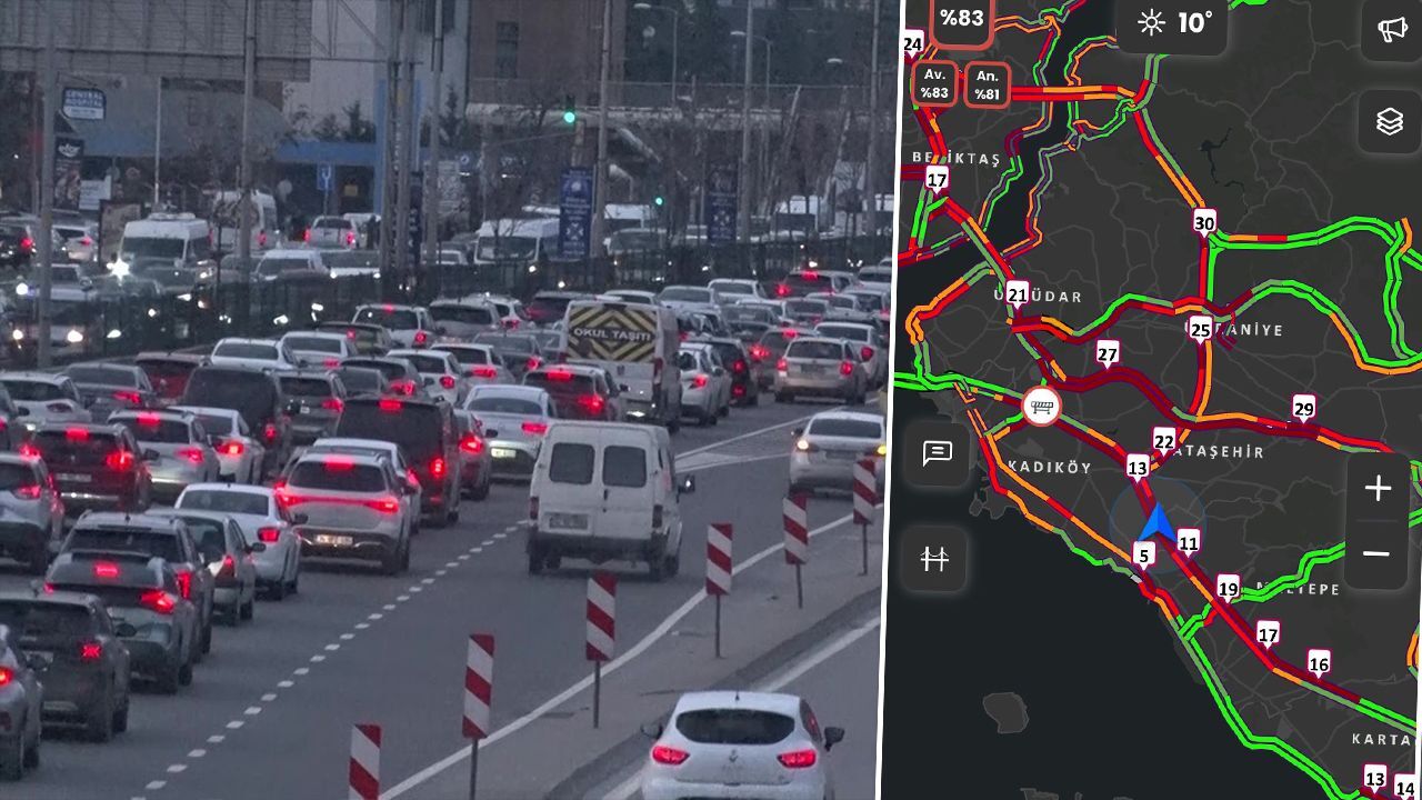 İstanbul'da son iş gününde trafik yoğunluğu yüzde 83'e çıktı görseli