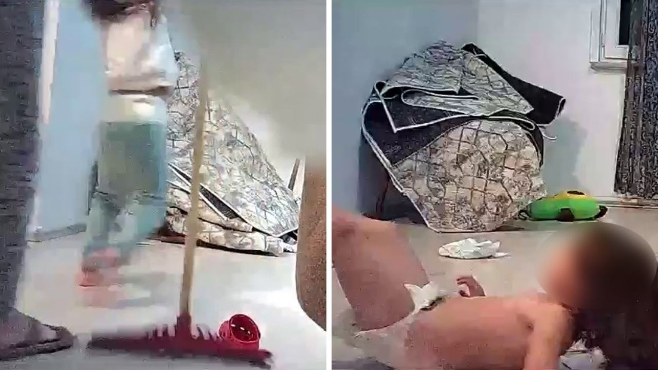 Çekpas ile vurup, tokat attı! Anneden küçük çocuğuna şiddet gizli kamerada görseli