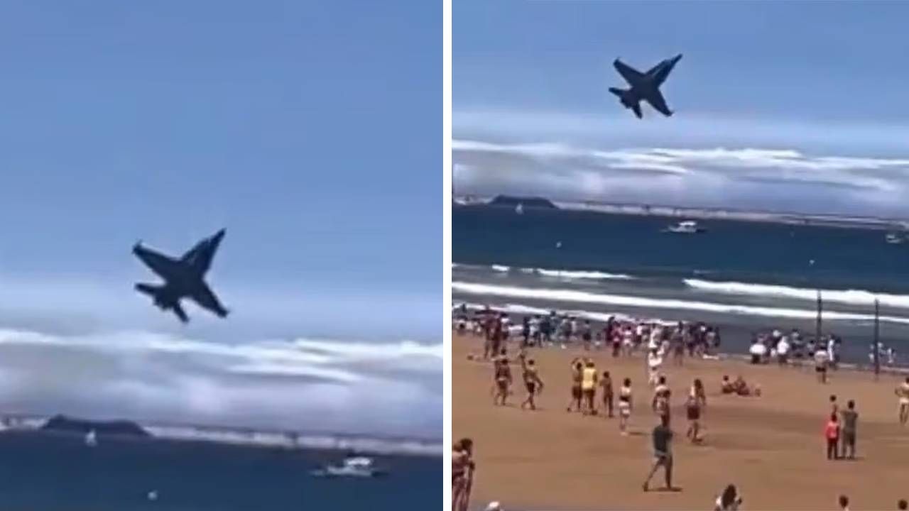 Faciaya ramak kala! Savaş uçağı plajdakileri teğet geçti: O anlar kamerada