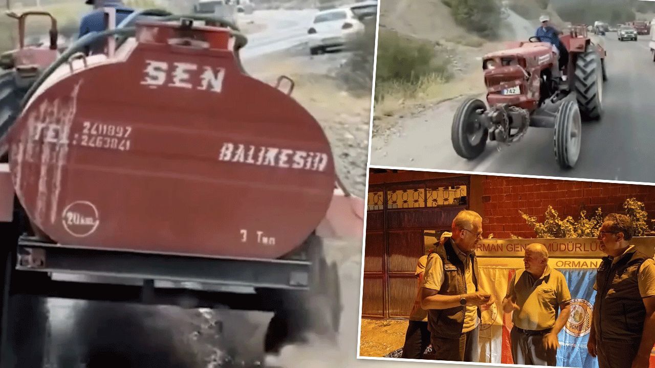 Patlak lastik dahi onu durduramamıştı! Yangına karşı varını yoğunu koyan çiftçiye tanker hediye edildi
