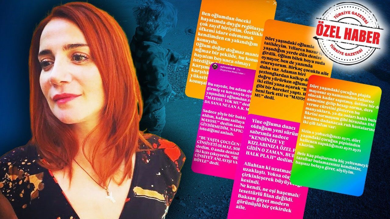 Oğlunu çıplak denize sokan Aylin Aslım