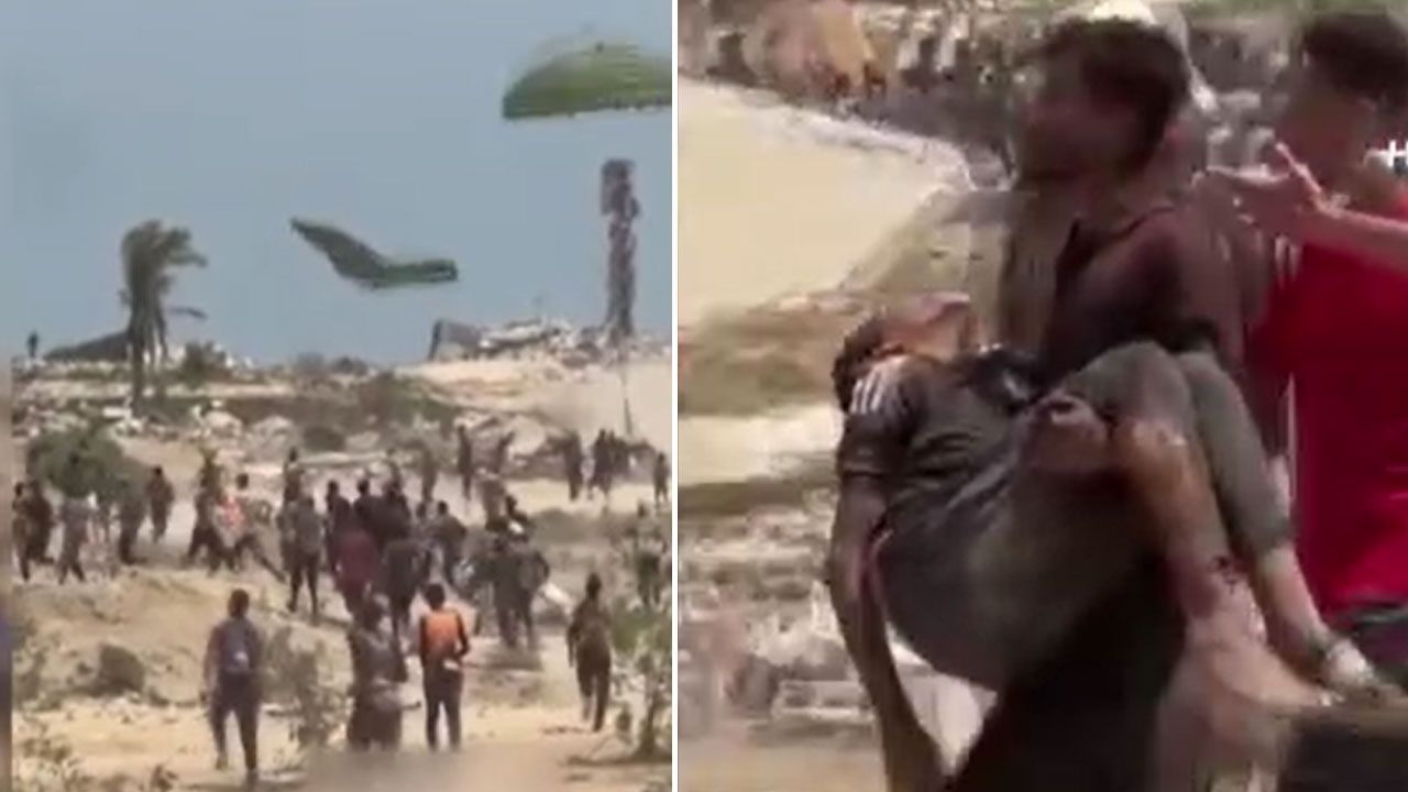 Havadan bırakılan yardım malzemesinin altında kaldı! Gazze