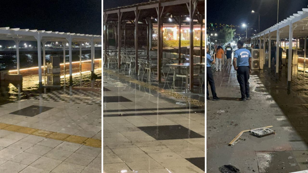 Tekirdağ'ın fırtına sınavı! Yürüyüş yolu sular altında kaldı