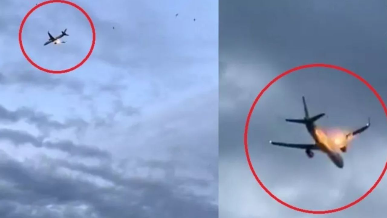 273 kişilik uçakta patlama! Motor havada alev aldı!