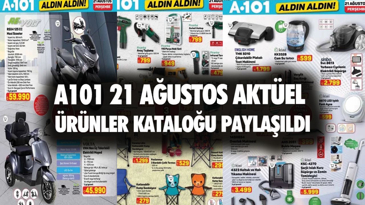 A101 21 Ağustos aktüel ürünler kataloğu paylaşıldı! Yeni ürünler raflara yerleşti: A101 broşürü süpürge, trambolin, overlok makinesi getiriyor...