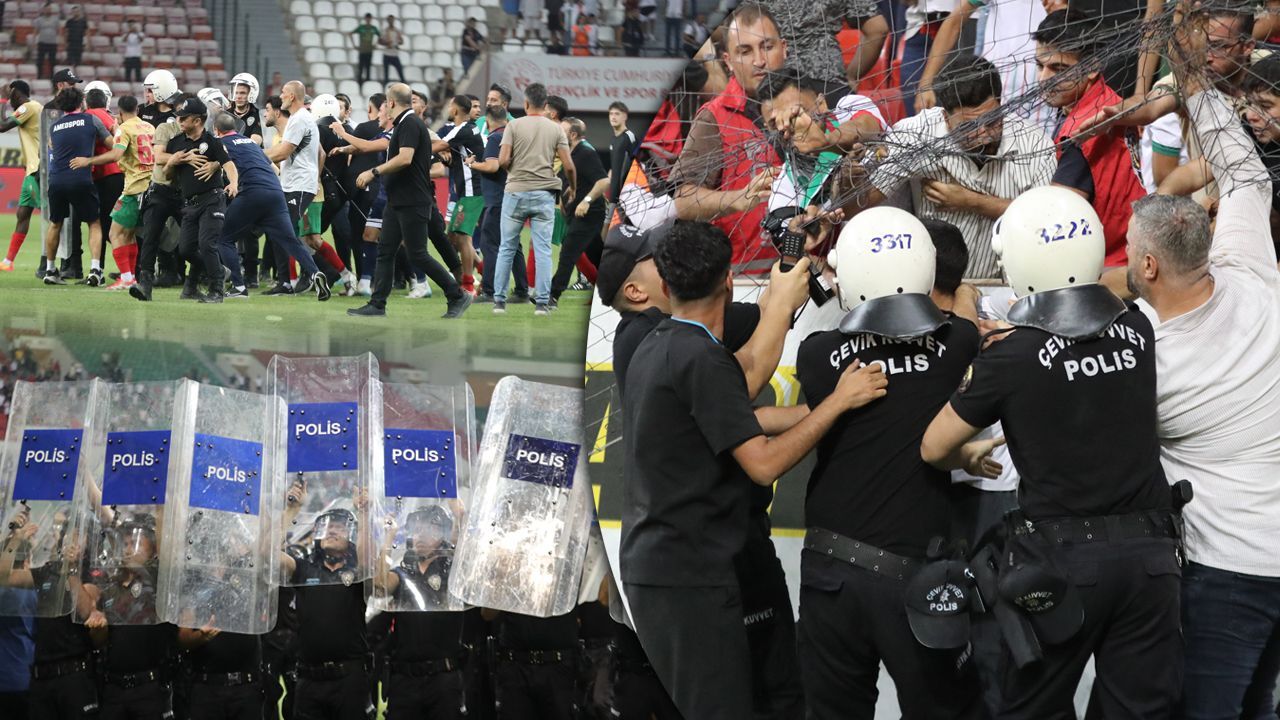 Amedspor - Erzurumspor maçı sonrası ortalık fena karıştı! Sahada kavga, tribünde olay çıktı
