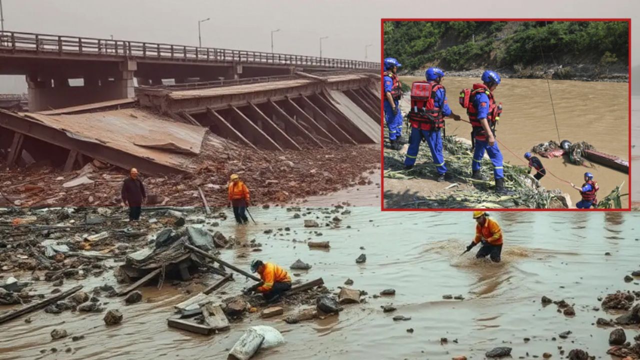 Saniyeler içinde çöktü! Dünyanın en büyük köprülerinden biri yerle bir oldu: İşçiler nehre savruldu, 4'den fazla kayıp var