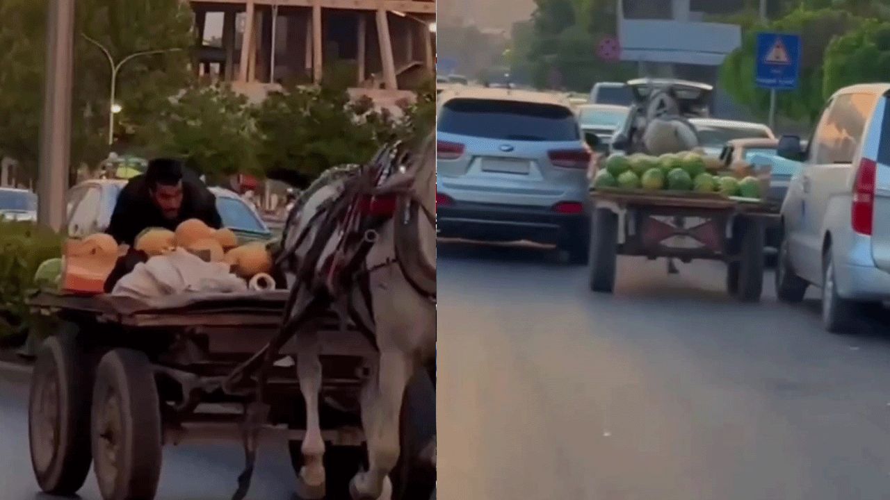 Komşuda trajikomik olay! Sahibinden kaçan at sırtındaki karpuz yüküyle trafiği birbirine kattı