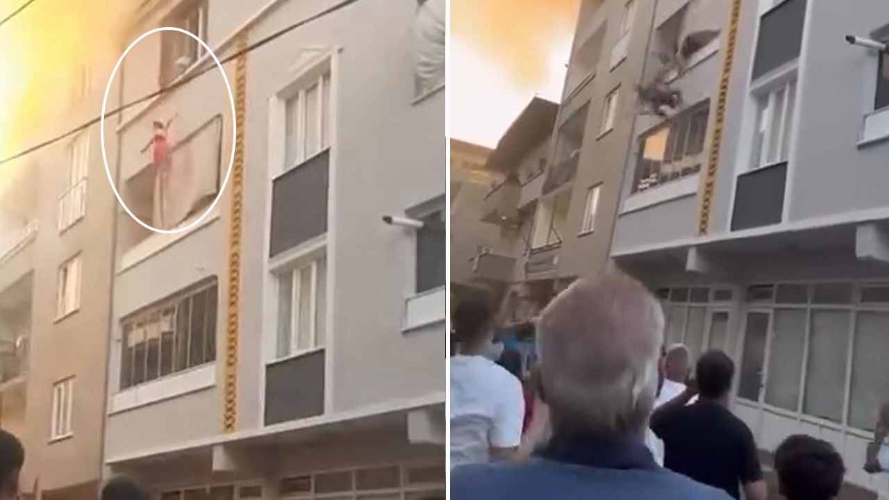 Yangında can pazarı! Alevlerden kurtarmak için torununu aşağı attı