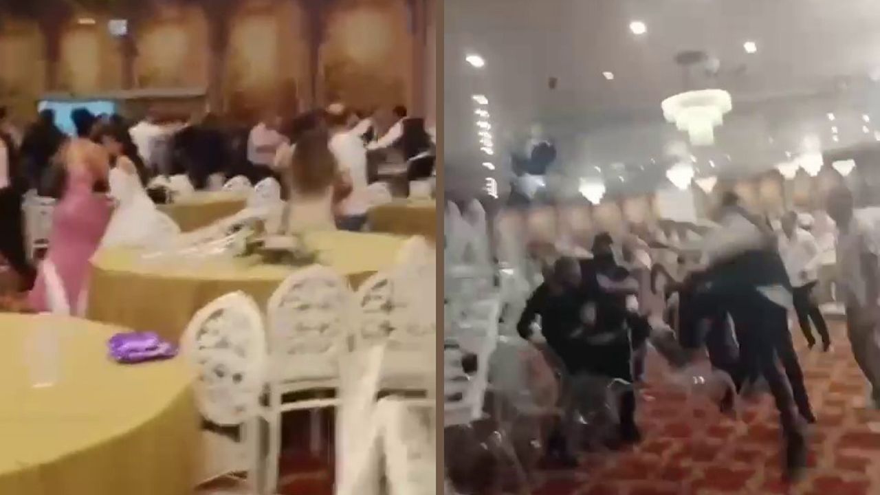 Düğünde uçan tekmeli kavga