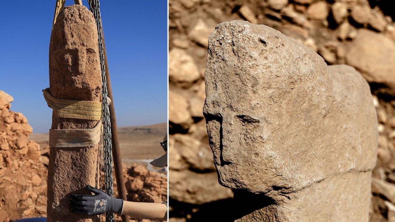 Karahantepe’de tarihi bir ilk: İnsan yüzlü T biçimli dikilitaş bulundu