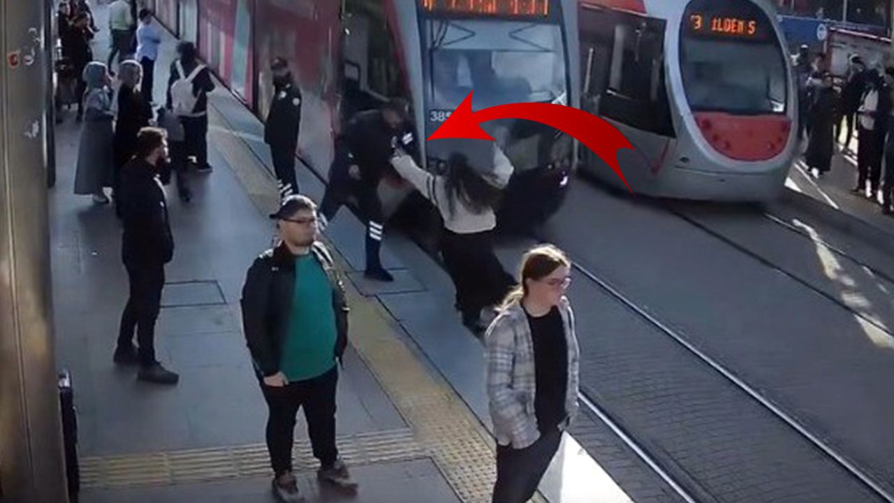 Tramvayın altında kalmaktan son anda kurtuldu! Görevlinin hayat kurtaran dokunuşu