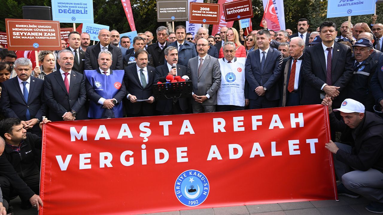 TBMM önünde hükümete seslendiler! Türkiye Kamu-Sen'den memur ve emekli zammı için kritik çağrı