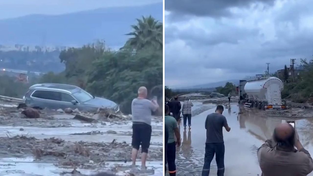 Hatay’ı yağmur vurdu! Heyelan sonrası otoyolda ulaşım durdu