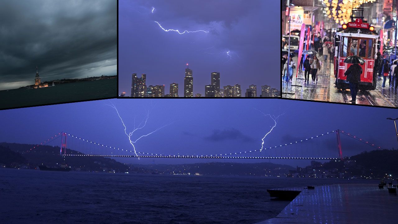 Megakenti sağanak vurdu: Şimşekler geceyi aydınlattı!