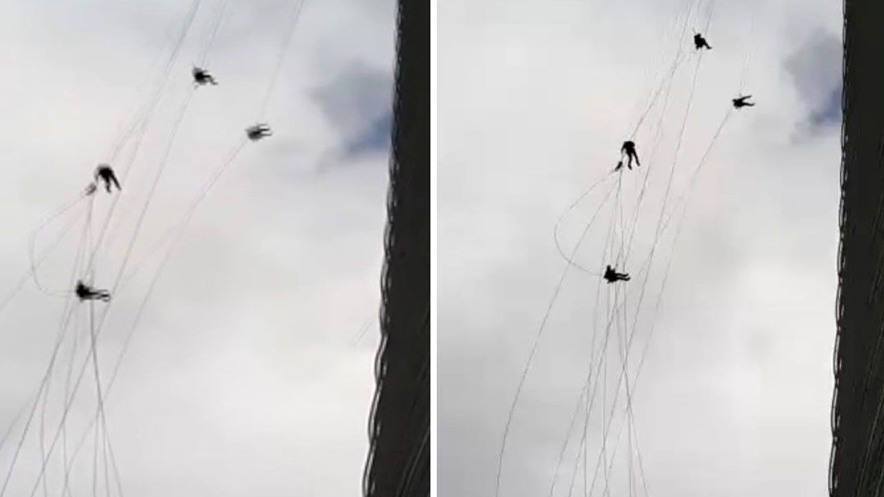 İstanbul'da gökdelenin camlarını temizlerken kabus yaşadılar! 2,5 saatlik ölüm kalım mücadelesi
