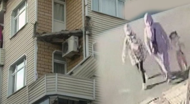 Güngören'de balkon çöktü, anne ve çocukları saniyelerle kurtuldu görseli