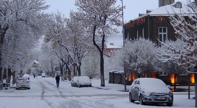 Baltık mimarisi yapılarıyla Kars'tan bembeyaz kartpostallık görüntüler görseli