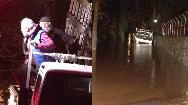 Beykoz'da dere taştı: 3 kişi mahsur kaldı görseli