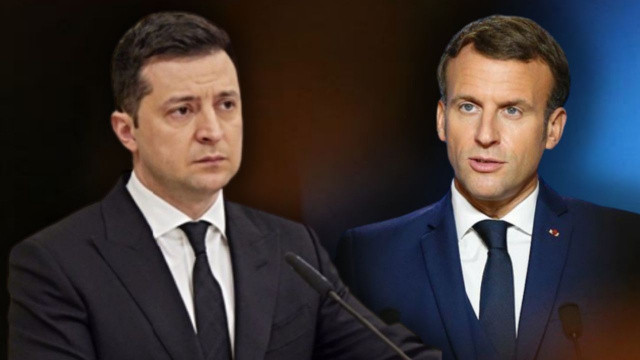 Zelenskiy ve Macron'dan diplomatik görüşme görseli