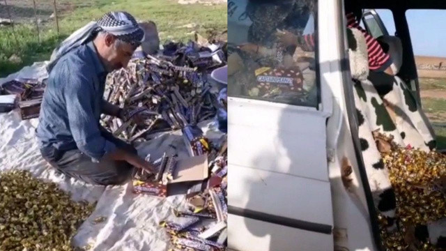 Bayram şekeri ve çikolata taşıyan tır devrildi: Yardım yerine yağma yapıldı görseli
