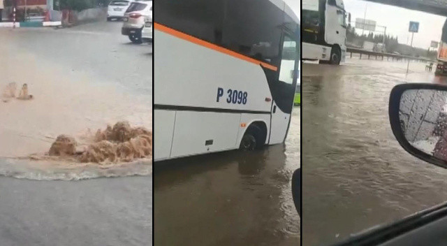 Kocaeli'de sağanak etkisi! Yolları su bastı, araçlar yollarda kaldı görseli