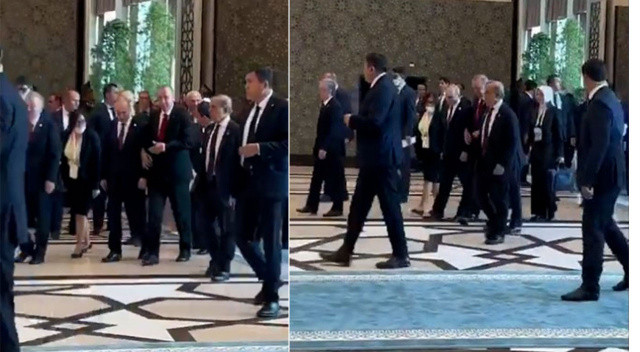 Zirveden dikkat çeken kareler: Cumhurbaşkanı Erdoğan ve Rus lider Putin kol kola girip yürüdü görseli